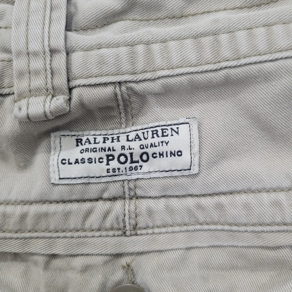 Polo Ralph Lauren Men's Khaki Cargo Shorts Classic‎ Fit Size 36 Cotton FLAW